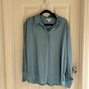Blue Button Front Blouse